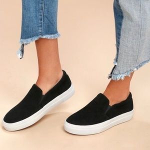 Steve Madden Black Suede Gills Platform Sneakers